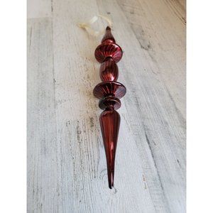 Long abstract red blown glass‎ ornament Xmas